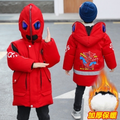 蜘蛛侠衣服儿童冬季羽绒棉服棉衣带眼镜洋气男童奥特曼加厚外套